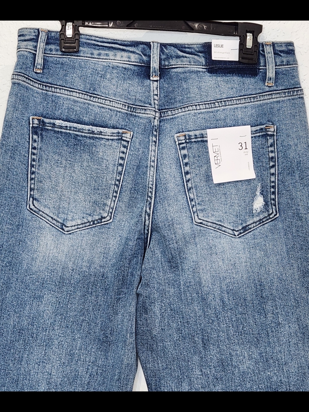 VERVET Leslie High-Rise Wide Leg Jeans - Light Blue Distressed - Picture 5 of 12